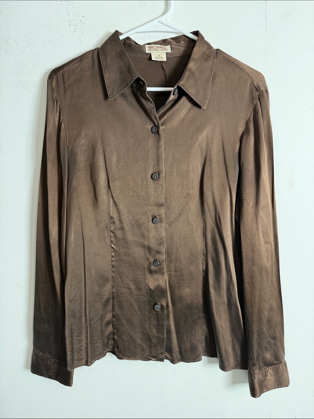 MICHAEL Michael Kors Brown Satin Button-Down Shirt